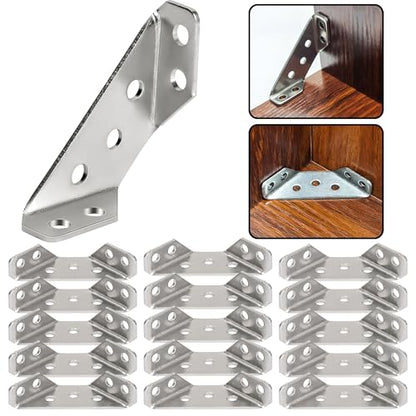 25 PCS Universal Stainless Steel Furniture Corner Connector Bracket