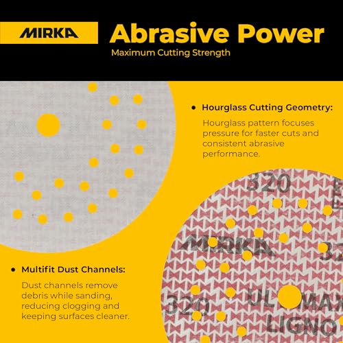 Mirka Ultimax Ligno 6 Inch 150 Grit Wood Sanding Discs Hook & Loop, 50 Pack - style: 150 Grit