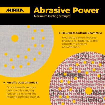 Mirka Ultimax Ligno 6 Inch 150 Grit Wood Sanding Discs Hook & Loop, 50 Pack - style: 150 Grit