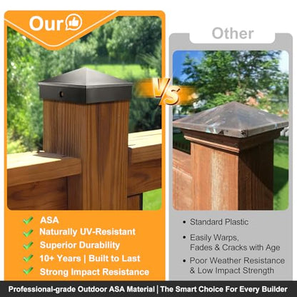6x6 Post Caps (Fits 5.5"x5.5"), ASA Material - UV, Fade & Crack Resistant, Fence & Deck Post Caps 6x6 (4 Pack), Long-Lasting Protection for Outdoor Wood Posts - style: 6x6--4 Pack