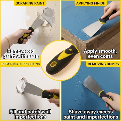2 Pcs Putty Knife, 1.5" Spackle Knives Stainless Steel Spackle Scraper