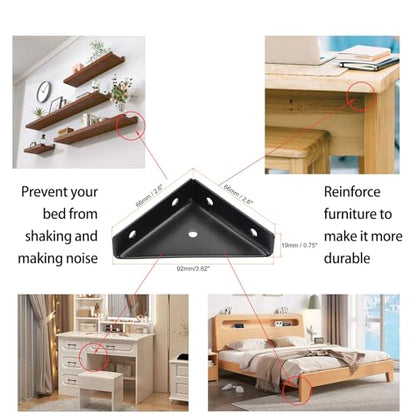L&M Trapeziform Angle Brackets 4 PCS , Shelf Brackets Heavy Duty Triangular Bracket Fastener, Cold Rolled Steel Braces Joining Support for Desk Bed Edge，Furniture Fastening - size: General-Bracket