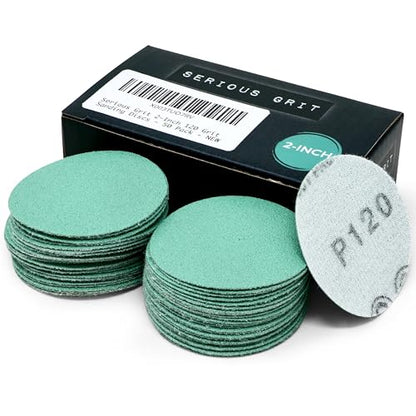 Serious Grit - 2-Inch P120 Grit Hook & Loop Sanding Discs - 50 Pack - style: 120 Grit