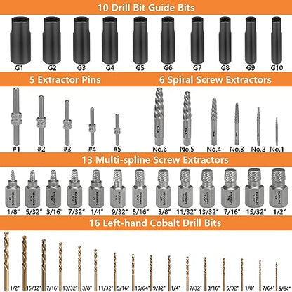 Screw Extractor Set, 55 Pieces Easy Out Bolt Extractor Set - size: 55 Pieces