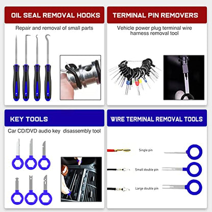Nilight 238Pcs Trim Removal Tool, Auto Push Pin Bumper Retainer Clip Set - color: 238 Clips+ Remover Tools Blue