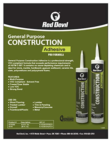 Red Devil 0779 General Purpose Construction Adhesive, 28 oz. - size: 1 Pack, style: 28 oz.