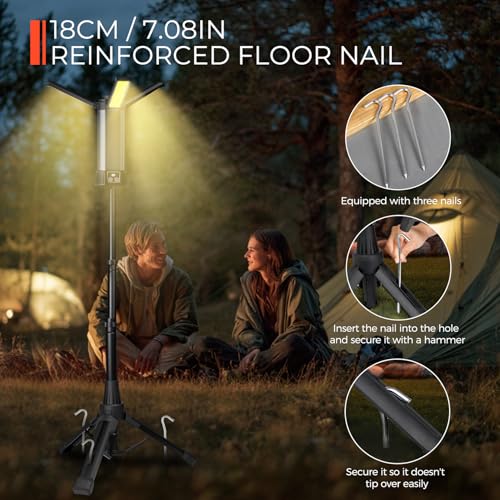 Rechargeable Work Light with Stand, Magnetic Base, Hook & Tripod (Middle) - color: Black Middle Rechargeable Work Light with Tripod