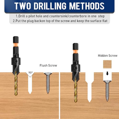 shengbenhao #4 Countersink Drill Bit Set for Wood 12Pcs Adjustable - style: #4