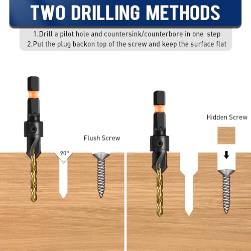 shengbenhao #4#6#8 Countersink Drill Bit Set for Wood 7Pcs Adjustable - style: #4#6#8