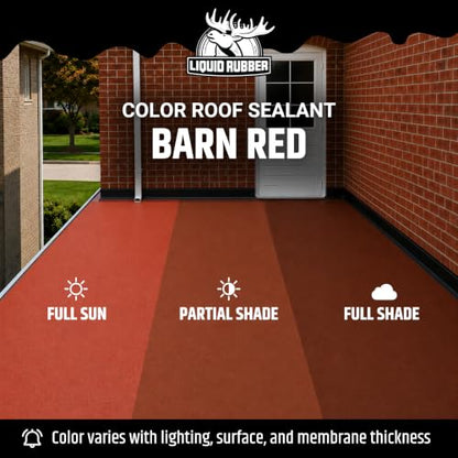 Liquid Rubber Color Roof Sealant - Flat & Metal, Barn Red, 5 Gallon - color: Barn Red, size: 5 Gallon