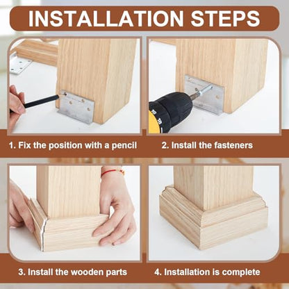Blulu 2 Set 3-1/2" Newel Post Mounting Kit Deck Stair Floor Installation - size: 3-1/2 Inch