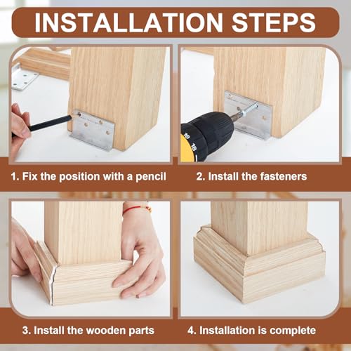 Blulu 1 Set 3-1/2" Newel Post Mounting Kit Deck Stair Floor Installation - size: 3-1/2 Inch