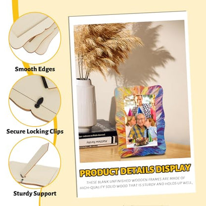 15 Pack Wooden Picture Frames for Crafts Wooden Frames for 4 x 6 Photos - color: Wave Shape-15