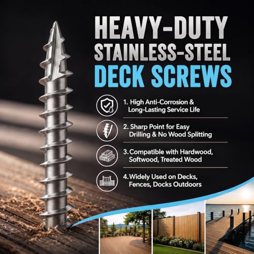 #10x2inch Stainless Steel Deck Screws 180 PCS Wood Screws with T25 Star Bit - size: #10*2"-180pcs