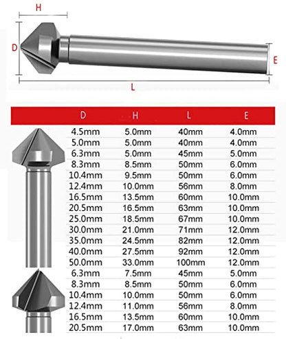 Industrial M2 HSS Countersink Drill Bits Set for Stainless Steel Meta Aluminum Wood, 90 Degrees 3 Flutes, 5/8, 3/8, Bolt Deburring Tool DIY Tool (5mm/0.2inch) - style: 5mm/0.2inch