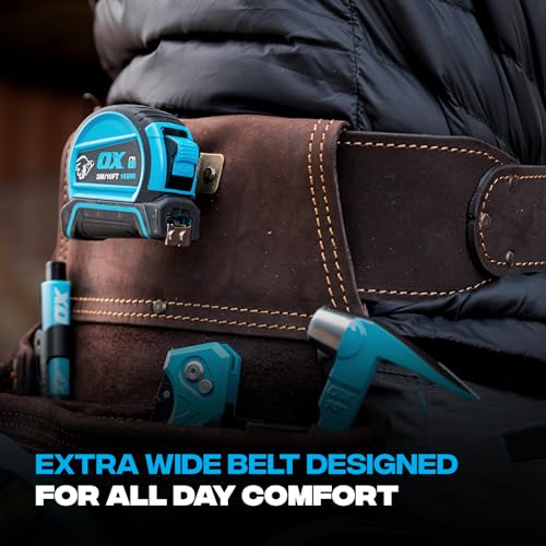 OX Construction Tool Belt + Pouches - Leather Tool Belts For Men - Size XL - color: XL