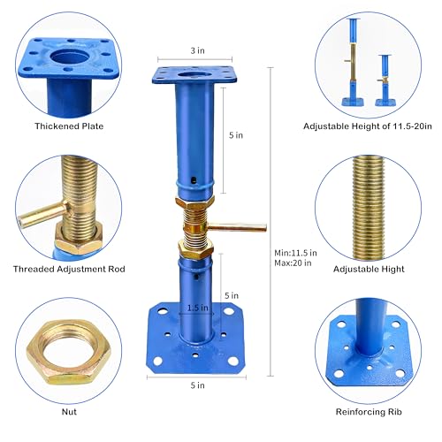 Adjustable House Jacks for Leveling - Carbon Steel Floor Jack, 11.5-20inch - size: 11.5-20