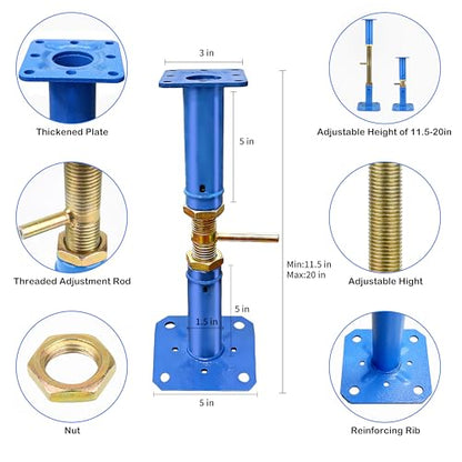 Adjustable House Jacks for Leveling - Carbon Steel Floor Jack, 11.5-20inch - size: 11.5-20