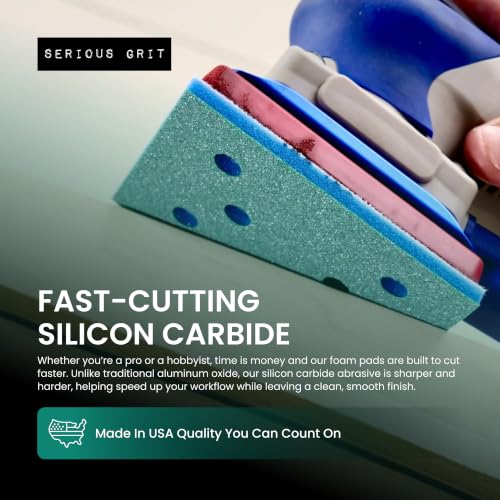 Serious Grit - 3x4 5mm Foam Sanding Pads Assortment - 10 Pack Box - size: Mixed Grit, style: 5mm Foam