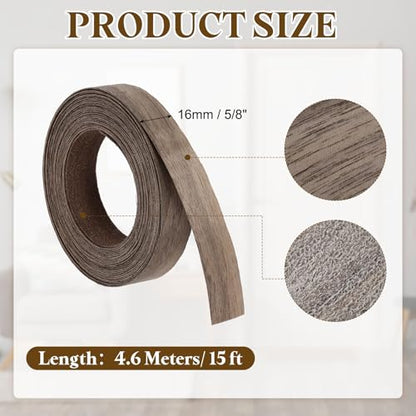 uxcell 5/8 Inch x 15ft Wood Veneer Edge Banding, Pre-Glued Flexible Black Walnut Edging Strips, Iron on with Hot Melt Adhesive Wood Tape for Cabinet Repair and Furniture Restoration - size: 5/8 Inch x 15ft