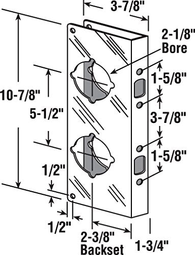 Prime-Line U 10539 Stainless Steel Lock and Door Reinforcement Plate for 1-3/4 In. Thick Doors, Stainless Steel Finish (Single Pack)