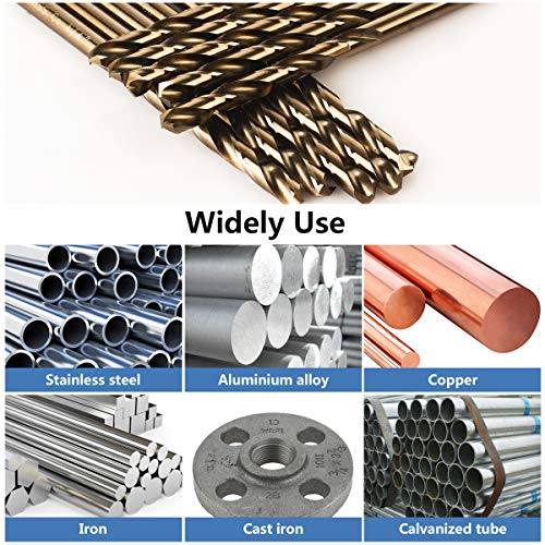 3/16 Inch Cobalt Drill Bits 10Pcs - HPHOPE M35 HSS Metal Twist Drill Bits Set, Jobber Drill Bits Length and Straight Shank, Suitable for Drilling in Hard Metal, Stainless Steel, Cast Iron - size: 3/16-inch, 10Pcs