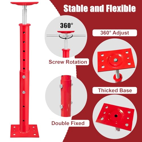 2 Pack Adjustable House Floor Jacks, 19"-38" Height Range Jack Post for Leveling, 2-3 Ton/6613Lbs Load Capacity Heavy-Duty Basement Support Screw Jack for House Foundation, Stairs, Porches, Roof Beams - size: 19"-38" (2Pack)