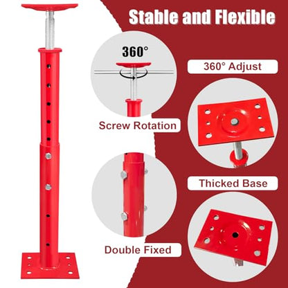 2 Pack Adjustable House Floor Jacks, 19"-38" Height Range Jack Post for Leveling, 2-3 Ton/6613Lbs Load Capacity Heavy-Duty Basement Support Screw Jack for House Foundation, Stairs, Porches, Roof Beams - size: 19"-38" (2Pack)