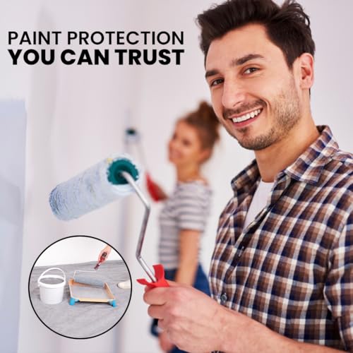 Silver Canvas Drop Cloth (9 x 12 Feet - Pack of 2) - Cotton Painters Drop Cloth for Painting, Furniture & Floor Protection - All Purpose Canvas tarp with Double Stitched Edges - size: 9' x 12' - Pack of 2