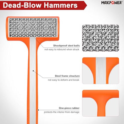 MAXPOWER 3-Piece Hammer Set, 5LB Dead Blow, 16oz Rubber & 35mm Soft Mallets - size: 5lb 16oz 35mm