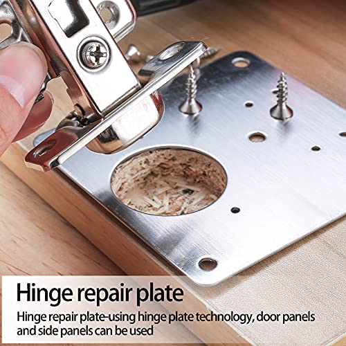 20 Pcs Cabinet Hinge Repair Plates Kits,Kitchen Cupboard Door Hinge Repair