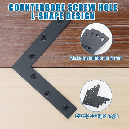 Mooche L Flat Brackets for Wood, Black Mending Plate Repair