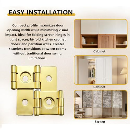 8-Pack 360° Retro Double Acting Hinges – Gold Folding Screen Hardware - color: Gold