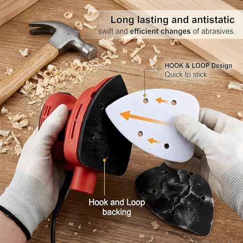 4 Pcs Mouse Sander Pads, 5 Holes Foam Sanding Pads for Orbital Sander Soft Density Sponge Interface Sanding Pad for Detail Sander Woodworking