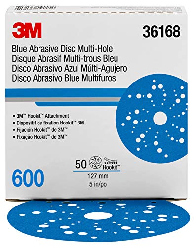 3M Hookit Blue Abrasive Disc, 36168, 5 in, 600+ Grit, Multi-Hole - size: 5 inches