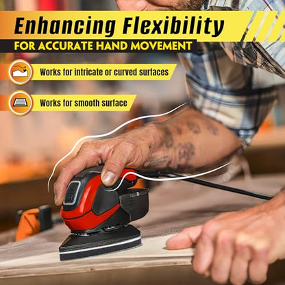 5 Pack Mouse Detail Sanding Interface Pad Hook and Loop - Triangle Sanding Pads with 5 Holes Foam Interface - Mouse Sander Sandpaper Backing Pad for Flexibility & Balancing Sanding Pressure