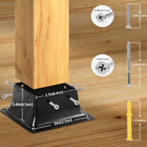 4x4 Post Base 10 Pcs, Inner Size 3.7"x3.7", Heavy Duty Powder-Coated, for Deck Railing Support Deck Base - size: 4x4 10pack