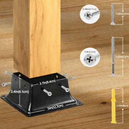 4x4 Post Base 10 Pcs, Inner Size 3.7"x3.7", Heavy Duty Powder-Coated, for Deck Railing Support Deck Base - size: 4x4 10pack
