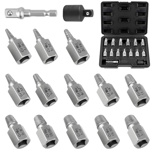 15pcs Screw Extractor Set, 3/8" Hex Drive Bolt Extractor Kit