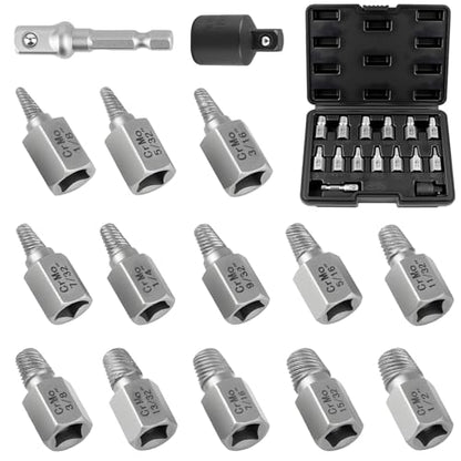 15pcs Screw Extractor Set, 3/8" Hex Drive Bolt Extractor Kit