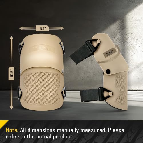 COOLJOB Heavy Duty Knee Pads with Anti-slip Strong Double Straps, Safety Work Knee Pads with Foam Padding for Men Women, Ideal for Gardening Construction Home Improvement, 1 Pair, Black/Beige - color: Beige