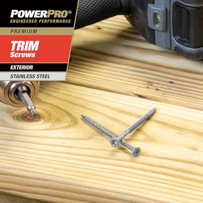 Power Pro Premium 305 Stainless Steel Trim Screws (#8 x 3) - 1lb Box