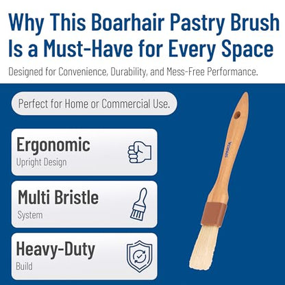SPARTA Kitchen Basting Brush – 4037200 Basting Brush for Cooking Flat Boar Bristle Brush, Hardwood Handle for Kitchens, Restaurants, Catering, High Heat Food Prep, 1in, Pack of 12 - size: 1" Wide Flat Brush