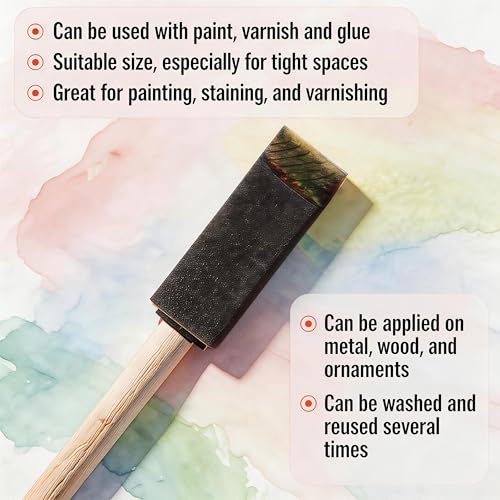 100 Pcs Foam Paint Brushes, Wooden Handle Sponge Brushes, 1 Inch - size: 100 Pcs