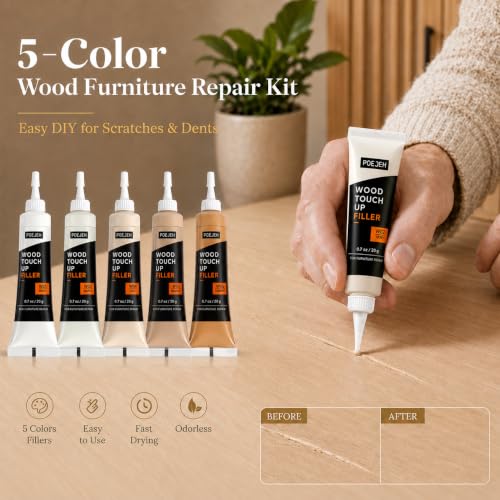 5‑Color Light Wood Filler Repair Kit, Anti‑Crack Restore Set