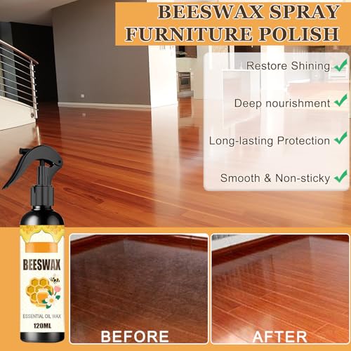 Beeswax Wood Polishing Spray, Beeswax Furniture Polish, Floor Polish, Beewax Care Restorer for Living Rooms,Kitchens,Wood Furniture Floors (2)