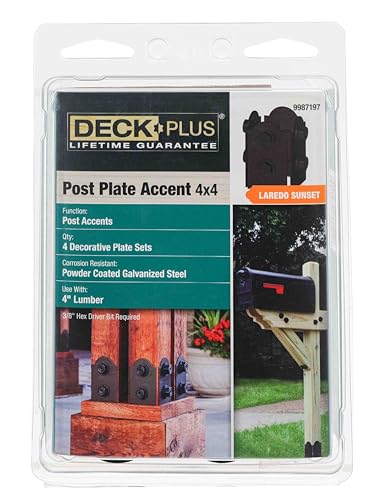Deck Plus Laredo Sunset Faux Post Base Kit, 4in x 4in, 1 Kit, Black