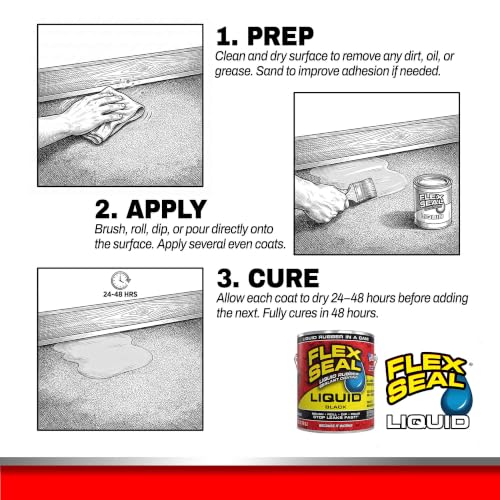 Flex Seal Liquid Rubber Sealant Coating, Waterproof, Black, 128 oz - color: Black, size: 128 oz