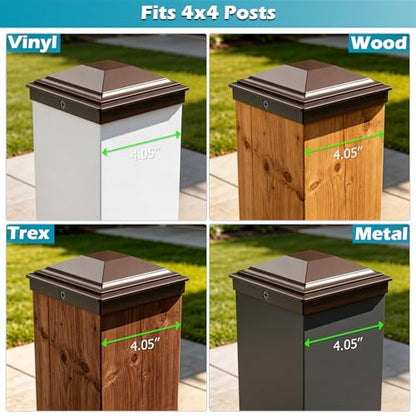 SIEDiNLAR 4x4 Post Caps Brown 6 Pack, Fence Post Covers Outdoor Waterproof - color: Brown, size: 4x4in, 6 Pack