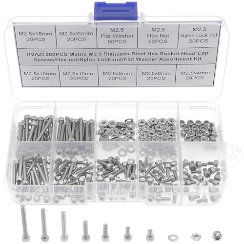 M2.5 304 Stainless Steel Knurled Hex Socket Cap Screw Nut Washer Kit - size: M2.5